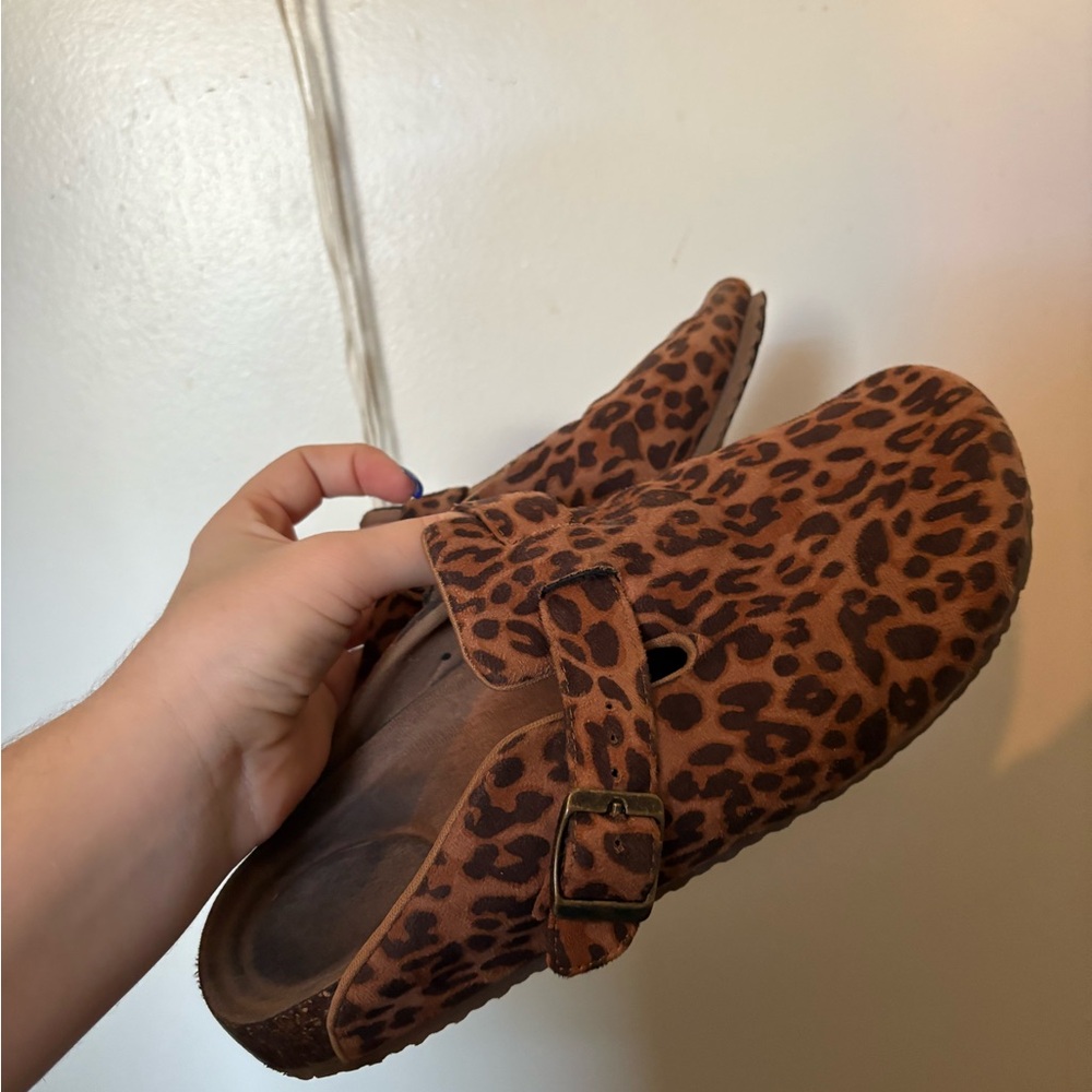 Leopard Print Clogs with Buckle